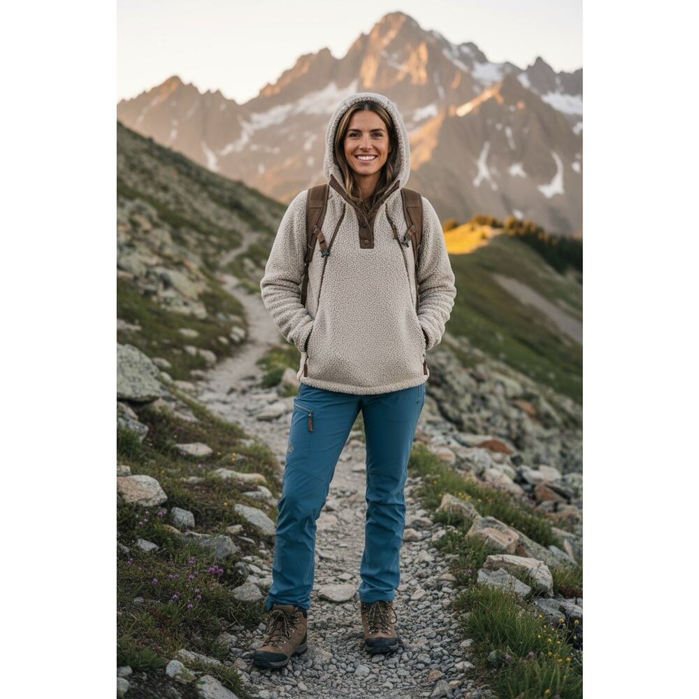 KUHL Women's XS Stone Sherpa Hooded Flight Jacket Gorpcore Outdoor Hiking